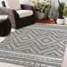 White 96 x 0.08 in Area Rug - Union Rustic Abren Southwestern Charcoal/Beige Indoor/Outdoor Area Rug Polyester | 96 W x 0.08 D in | Wayfair