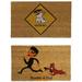 Trinx Birchanger Beware of Dog 2 Piece 18in. x 30in. Non-Slip Outdoor Door Mat Set Coir | 30 H x 18 W x 0.6 D in | Wayfair