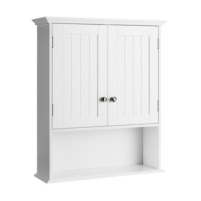 Costway Wall Mount Bathroom Cabinet Storage Organizer with Doors and Shelves-White