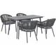 Gartenmöbel Set Grau Aluminium Tisch 140x80 rechteckig in Steinoptik 4 Stühle mit Armlehnen