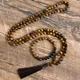 Collier œil de tigre jaune naturel de 8mm Onyx noir bijoux de Yoga de méditation Bracelet perlé