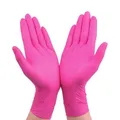 Gants roses jetables en caoutchouc Nitrile sans poudre 100 pièces pour l'entretien de la maison