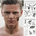 Autocollant de tatouage de visage de tête de taureau pour les hommes et les femmes art corporel