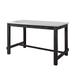 Rectangular Marble Top Counter Height Wooden Table with Trestle Base, Gray