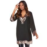 Plus Size Women's Sequin Tunic by Roaman's in Gold Embellishment (Size 14 W) Long Shirt Blouse