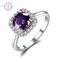 Bague en améthyste violette pour femmes bijoux de marque en argent Sterling 925 8MM bagues rondes