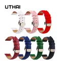UTHAI – bracelets de montre en cuir véritable Z09 universel 12-24mm boucle papillon en acier