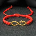 Bracelet porte-bonheur pour hommes et femmes cordon rouge tressé réglable corde à nœud bijoux