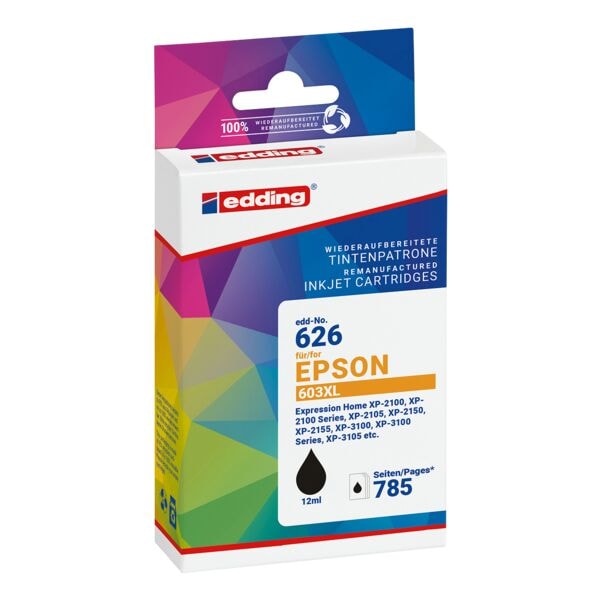 Edding Tintenpatrone ersetzt Epson »T03A1« 603XL schwarz Image
