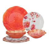 UPware 12-Piece Tiger Lily Melamine Dinnerware Set