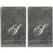 Soft Velour Silver Monogrammed Towels Fingertip - Set of 2