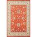 Vegetable Dye Wool Peshawar Chobi Area Rug Handmade Oriental Carpet - 5'7" x 8'0"