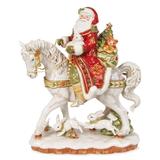 Fitz and Floyd Damask Holiday 16In Santa On Horse Figurine