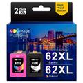 GPC Image 62XL Ink Cartridges Replacement for HP 62 XL for Envy 5540 5541 5542 5543 5544 5545 5546 5547 5548 5640 5642 5644 5646 7640 OfficeJet 200 250 5740 5742 5744(Black Colour, 2-Pack)