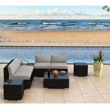 Wade Logan® Suffern 8 Piece Rattan Sunbrella Sectional Seating Group w/ Cushions Synthetic Wicker/All - Weather Wicker/Wicker/Rattan | Outdoor Furniture | Wayfair