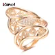 Kinel-Bague de mariage en or rose pour femme gros anneau ethnique creux fin fleur en cristal