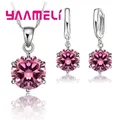 Boucles d'oreilles créoles en argent regardé 925 avec diamant CZ pour femme collier pendentif