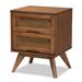 Barrett Mid-Century Modern Wood and Synthetic Rattan Nightstand