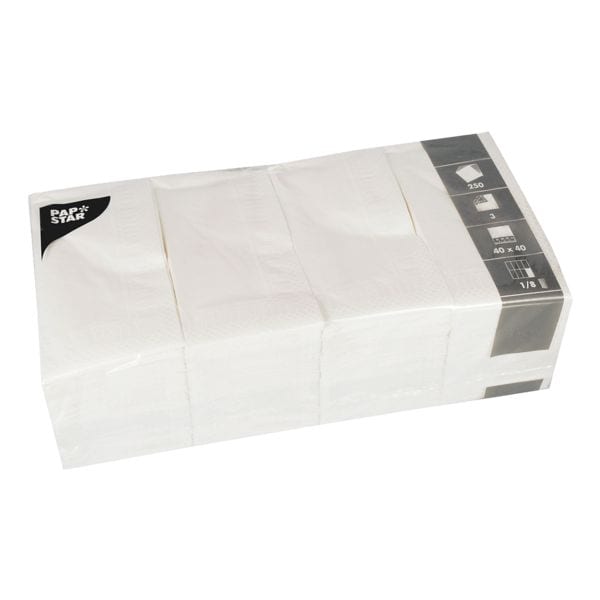 Papstar 250 Servietten 3-lagig weiß - 40x40 cm weiß, 40x40 cm Image