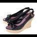 Louis Vuitton Shoes | Louis Vuitton Black Lv Monogram Denim Jute Wedges | Color: Gray/Tan | Size: 39 1/2 / 9 1/2