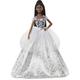 ​Barbie Signature 2021 Holiday Barbie Doll (12-inch, Brunette Braided Hair) in Silver Gown, with Doll Stand and Certificate of Authenticity, Gift for 6 Year Olds and Up