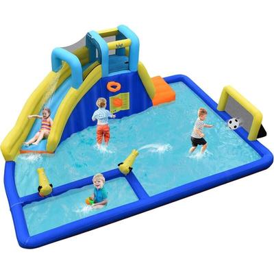 Costway - Hüpfburg mit Wasserrutsche, Aufblasbare Springburg Spielpool, Wasserspielcenter Image