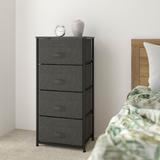 4 Drawer Vertical Storage Dresser with Wood Top & Fabric Pull Drawers