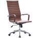 Modern High Back Office Chair Ribbed PU Leather Tilt Adjustable Conference Room Task Work Computer