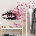 Autocollants muraux motif papillon beaux yeux pour filles salon chambre à coucher décoration de