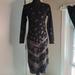 Lularoe Dresses | Long Sleeve Black Midi Length Form Fitting Nordic Print Knit Sweater Dres | Color: Black/Silver | Size: S