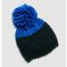 Free People Accessories | Free People Cozy Up Color Block Pom Beanie | Color: Black/Blue | Size: Os
