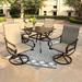 Bigroof 5-piece Patio Garden Set w/ Umbrella Table & Set Of 4 Swivel Chairs Metal in Black | 28 H x 37 W x 37 D in | Wayfair 002-2+006-1