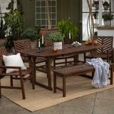 Winston Porter Alfonsi 6-Piece Extendable Chevron Patio Dining Set Wood in Brown | 30 H x 55 W x 35 D in | Wayfair C499699746594B99852278EB8E13CC41