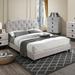 Red Barrel Studio® Solid Wood Tufted Upholstered Platform Bed Upholstered in Brown | 43 H x 62 W x 85 D in | Wayfair