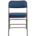 Inbox Zero Oliverson Curved Triple Braced & Hinged Fabric Upholstered Metal Folding Chair Fabric in Blue | 29.5 H x 18 W x 20 D in | Wayfair