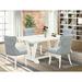 Red Barrel Studio® 4 - Person Acacia Solid Wood Dining Set Wood/Upholstered in White | 30 H x 36 W x 60 D in | Wayfair