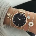 Montre-bracelet à quartz en acier inoxydable pour femme montres de luxe cadran en or rose montre