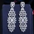 CWWZircons – boucles d'oreilles longues en zircon cubique blanc pour femmes américaines et