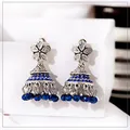 Boucles d'oreilles gitanes afghanes pour femmes bijoux vintage perles bleues gland fleur