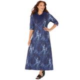 Plus Size Women's Maxi Dress & Scarf Duet by Catherines in Navy (Size 5X)