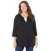 Plus Size Women's Suprema® Lace Trim Duet Top by Catherines in Black (Size 0X)