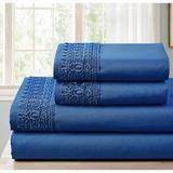 Red Barrel Studio® Kyllian Lace Embelished Pillowcase Sheet Set Microfiber/Polyester in Blue/Navy | King | Wayfair 05040DD884BE4A748B42985A004EF0D7