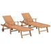 Red Barrel Studio® Sun Loungers Solid Teak Wood in Brown/White | 13.78 H x 23.43 W x 76.77 D in | Outdoor Furniture | Wayfair