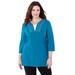 Plus Size Women's Suprema® Lace Trim Duet Top by Catherines in Deep Teal (Size 4X)