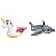 Intex 57561NP Rideon ''Unicorn'', 198x140x97cm & Great White Shark Ride-On - Aufblasbarer Reittier - 173 x 107 cm