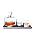LSA Cask Whisky Connoisseur Set Clear & Ash/Cork Tray L20cm| 1 Unit | Mouthblown & Handmade Glass | Hand Planed Wood | KC06