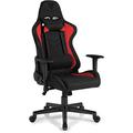 SENSE7 Gaming Stoff Spellcaster Bürostuhl Zocker Gamer Ergonomischer Stuhl Armlehne Einteiliger Stahlrahmen Einstellbarer Neigungswinkel Schwarz-Rot, Nylon, 43-52 x 69,5 x 57