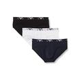 Emporio Armani Underwear Homme Emporio Armani Men's Basic-Essential Monogram 3-Pack Brief Slip, Multicolore (Bianco/Nero/Marine-White/Black/Marine 56110), S (3er Pack)