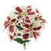 GPB6858-PEPPERMINT 5 Stems Artificial Poinsettia Bouquet Fake Flower, Velvet Poinsettia Christmas Decor, White/Red