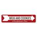 Lizton Sign Shop, Inc Milk & Cookies Arrow Custom Aluminum Sign Metal in Gray/Red/White | 4 H x 18 W x 0.04 D in | Wayfair 1501-A418